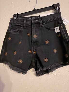 jcpenney Black Denim Shorts with Orange Embroidery